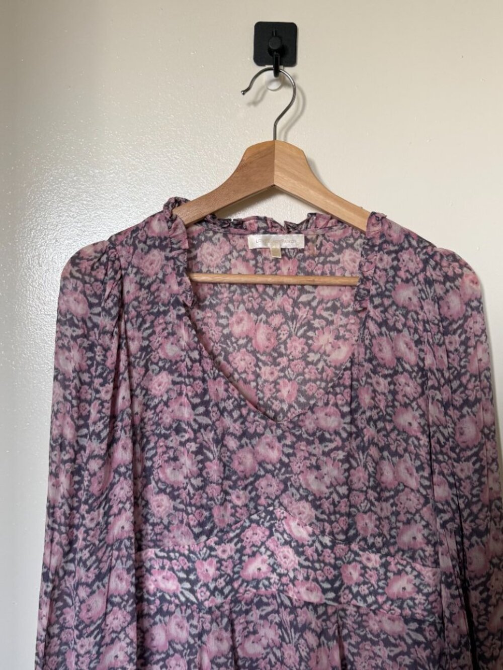 LoveShackFancy Cassidy Purple Floral Georgette Mini Dress US 6 - Picture 3 of 7